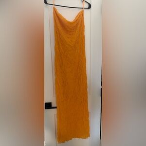 Anthropologie Orange Strapless Maxi Dress